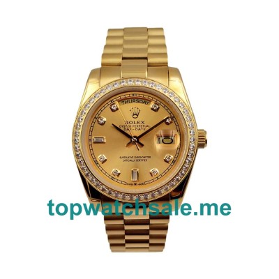 UK AAA Rolex Day-Date 128348 36 MM Champagne Dials Men Replica Watches