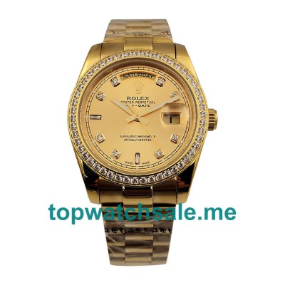 UK AAA Rolex Day-Date 18038 36 MM Champagne Dials Men Replica Watcehs