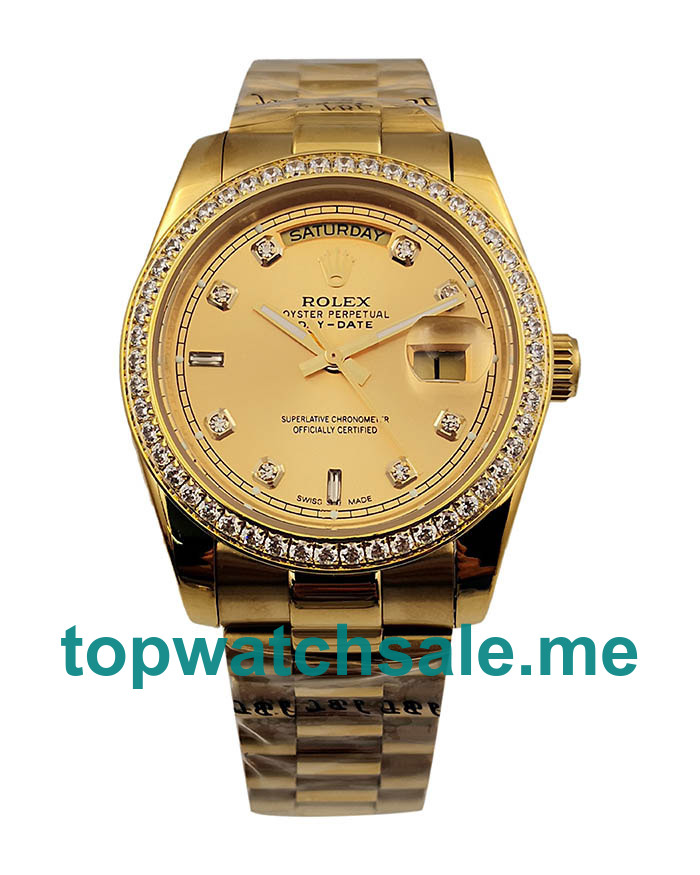 UK AAA Rolex Day-Date 18038 36 MM Champagne Dials Men Replica Watcehs