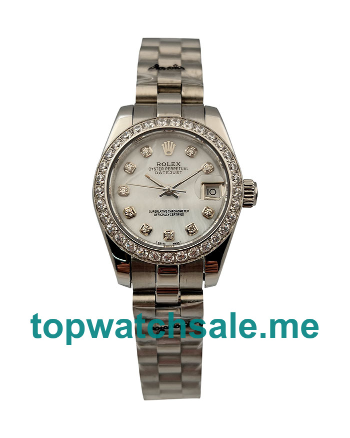 UK AAA Rolex Lady-Datejust 179174 26 MM White Dials Women Replica Watches