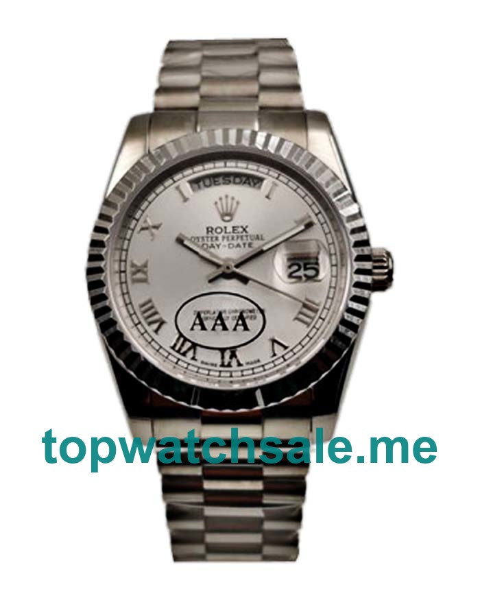 UK AAA Rolex Day-Date 118239 36 MM Silver Dials Men Replica Watches