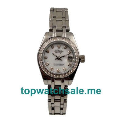 UK AAA Rolex Pearlmaster 80299 27 MM White Dials Women Replica Watches