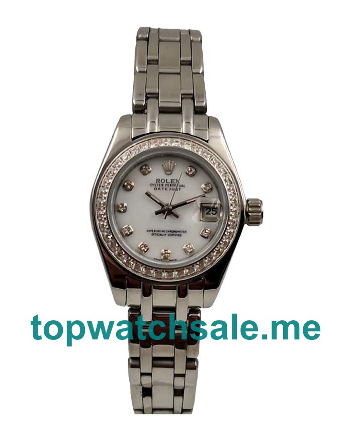 UK AAA Rolex Pearlmaster 80299 27 MM White Dials Women Replica Watches