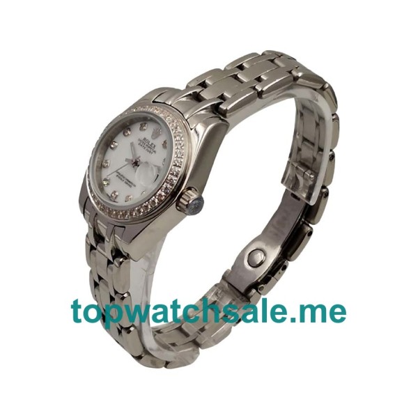 UK AAA Rolex Pearlmaster 80299 27 MM White Dials Women Replica Watches