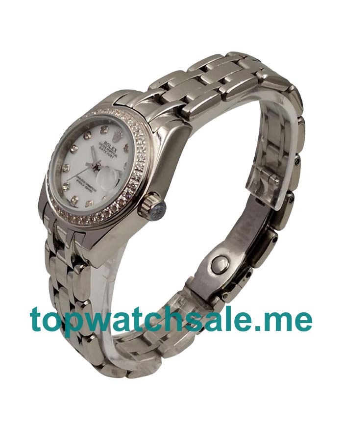 UK AAA Rolex Pearlmaster 80299 27 MM White Dials Women Replica Watches