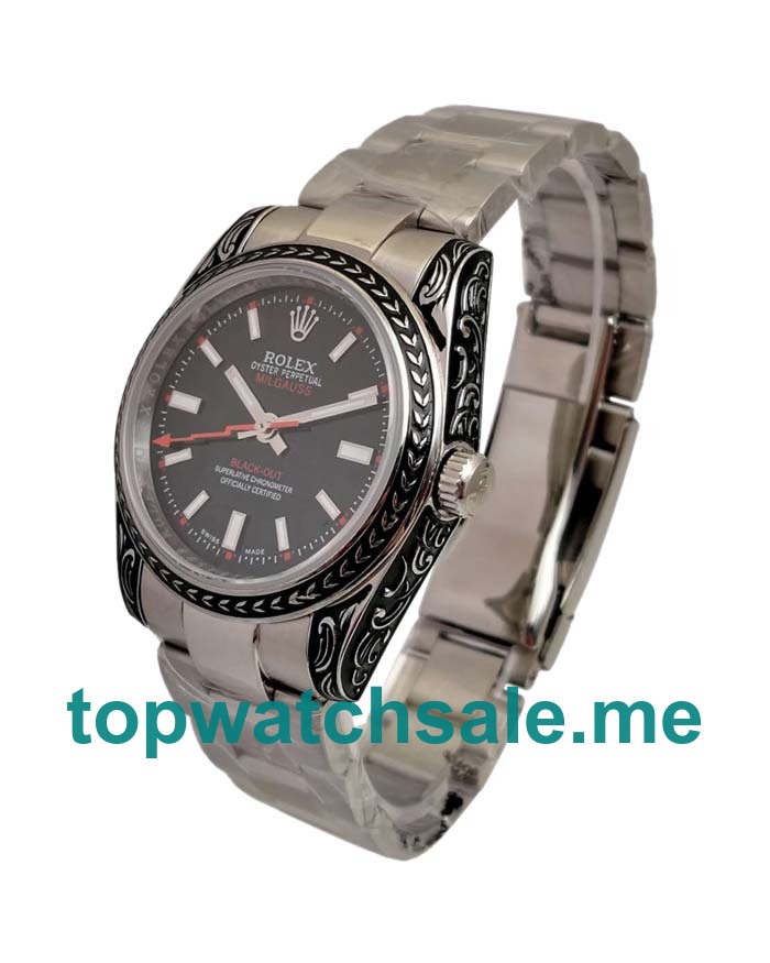 UK Swiss Made Rolex Milgauss 116400 36 MM Black Dials Men Replica Watches