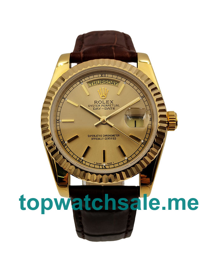 UK AAA Rolex Day-Date 18038 36 MM Champagne Dials Men Replica Watches