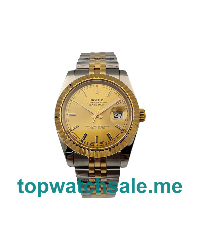 UK AAA Rolex Datejust 16233 36 MM Champagne Dials Men Replica Watches