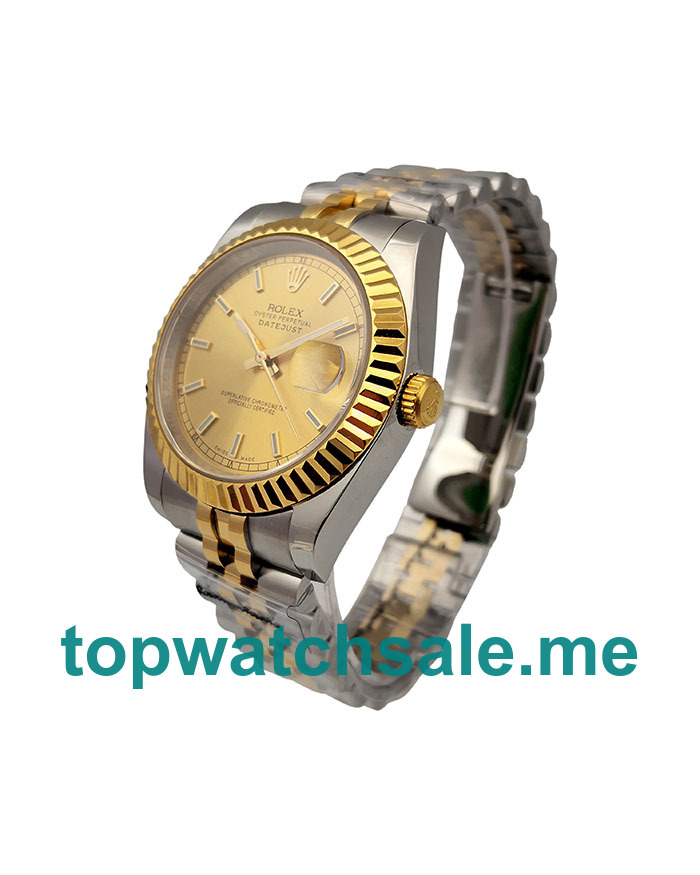 UK AAA Rolex Datejust 16233 36 MM Champagne Dials Men Replica Watches