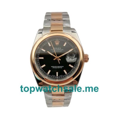 UK AAA Rolex Datejust 116201 36 MM Black Dials Men Replica Watches