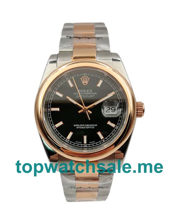 UK AAA Rolex Datejust 116201 36 MM Black Dials Men Replica Watches