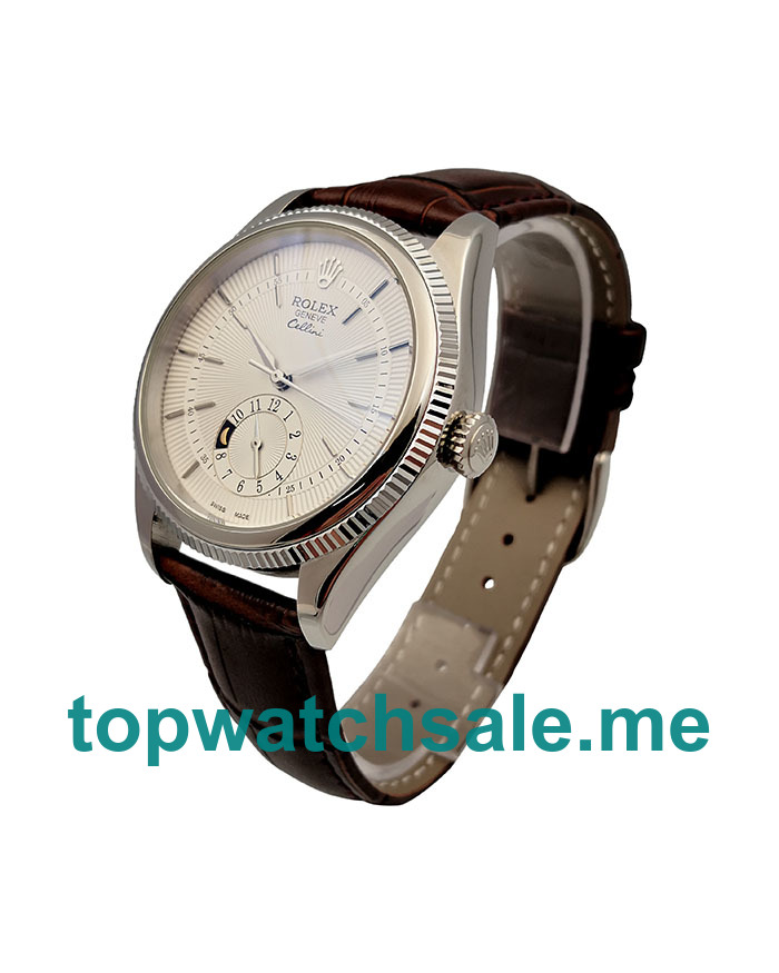 UK AAA Rolex Cellini 50529 39 MM Silver Dials Men Replica Watches