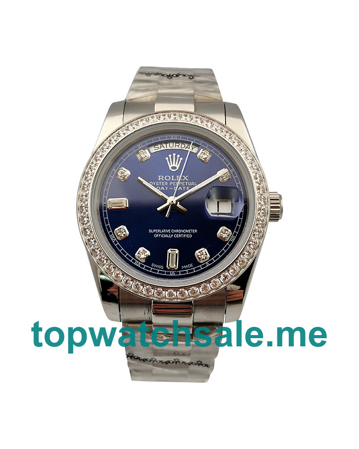 UK AAA Rolex Day-Date 118346 36 MM Blue Dials Men Replica Watches