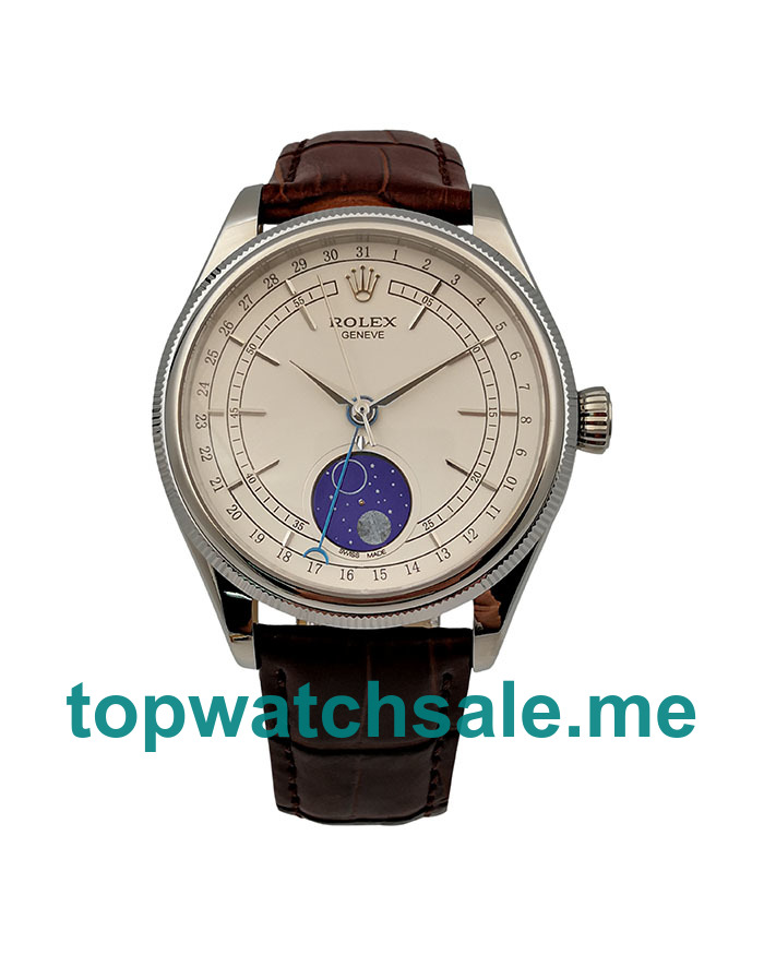 UK AAA Rolex Cellini 50535 39 MM White Dials Men Replica Watches