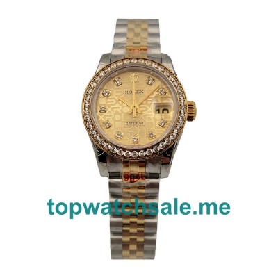 UK Swiss Made Rolex Lady-Datejust 179383 26 MM Champagne Dials Women Replica Watches