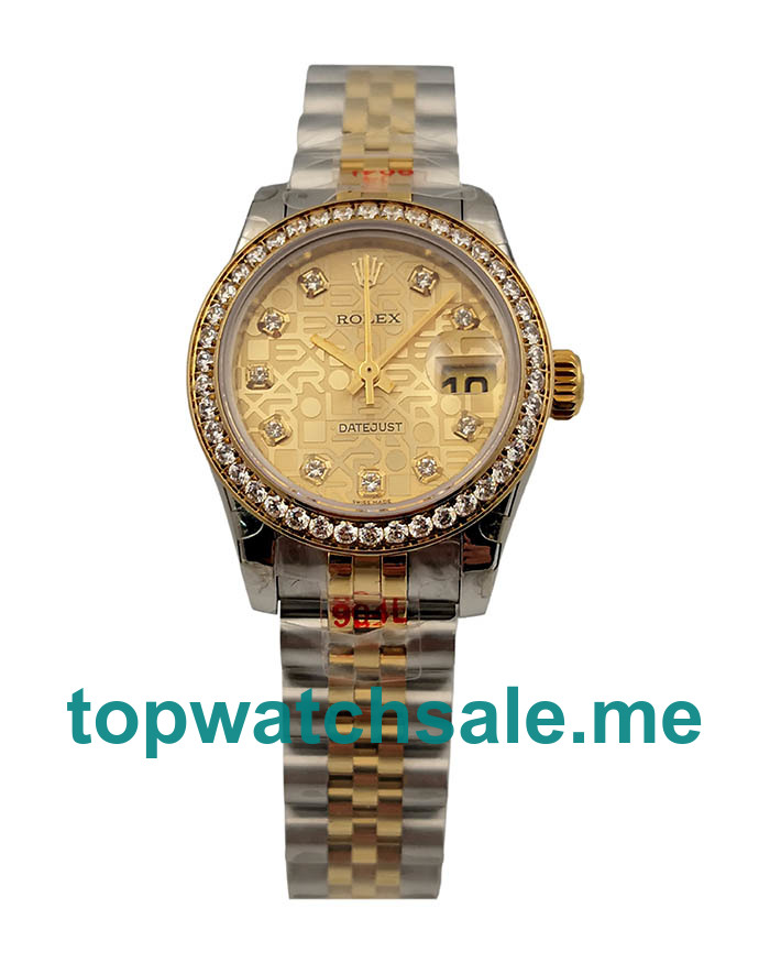 UK Swiss Made Rolex Lady-Datejust 179383 26 MM Champagne Dials Women Replica Watches