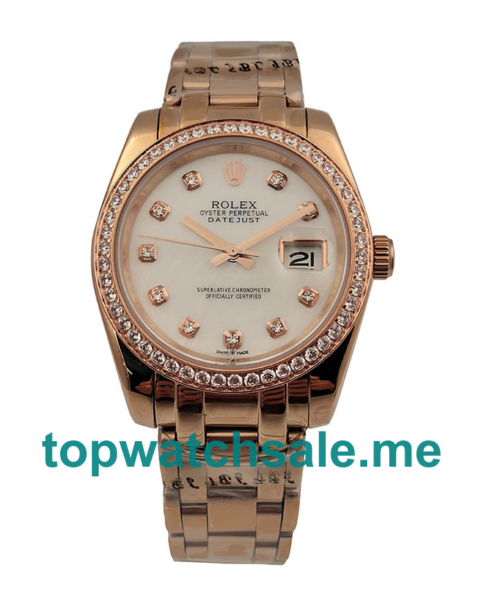 UK AAA Rolex Pearlmaster 81285 36 MM White Mother-Of-Pearl Dials Women Replica Watches