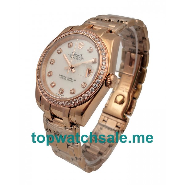 UK AAA Rolex Pearlmaster 81285 36 MM White Mother-Of-Pearl Dials Women Replica Watches