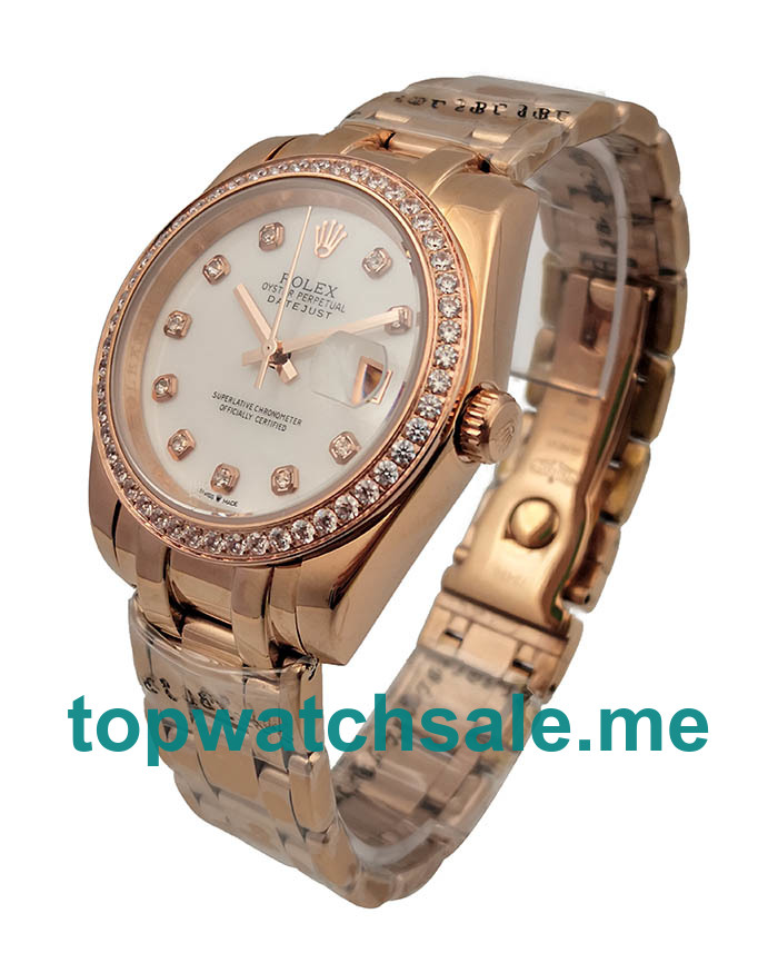 UK AAA Rolex Pearlmaster 81285 36 MM White Mother-Of-Pearl Dials Women Replica Watches