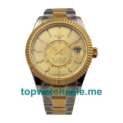 UK Swiss Made Rolex Sky-Dweller 326933 42 MM Champagne Dials Men Replica Watches