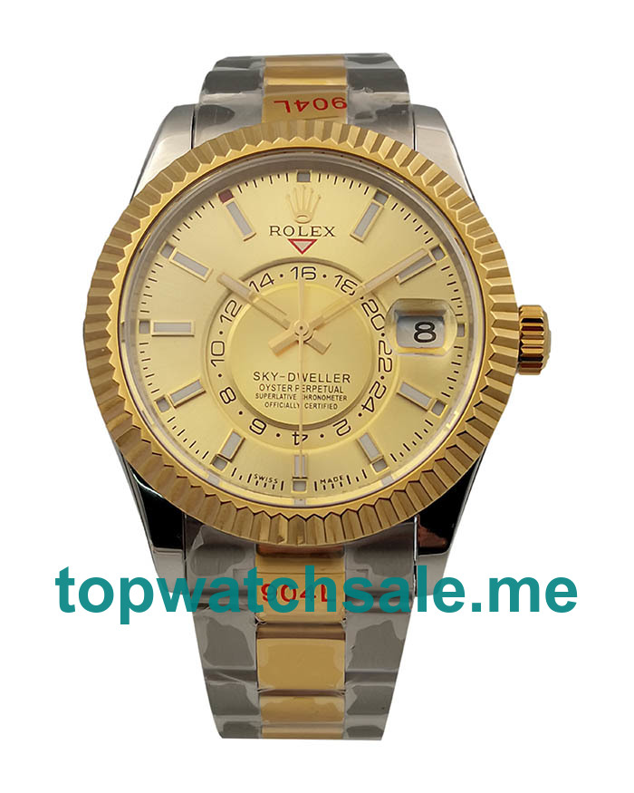 UK Swiss Made Rolex Sky-Dweller 326933 42 MM Champagne Dials Men Replica Watches