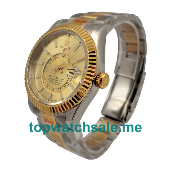 UK Swiss Made Rolex Sky-Dweller 326933 42 MM Champagne Dials Men Replica Watches