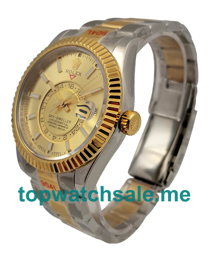 UK Swiss Made Rolex Sky-Dweller 326933 42 MM Champagne Dials Men Replica Watches