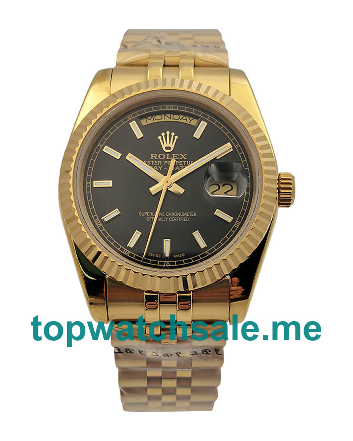 UK AAA Rolex Day-Date 118238 36 MM Black Dials Men Replica Watches