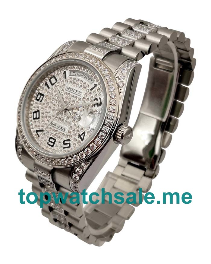 UK AAA Rolex Day-Date 118346 36 MM Diamonds Dials Men Replica Watches