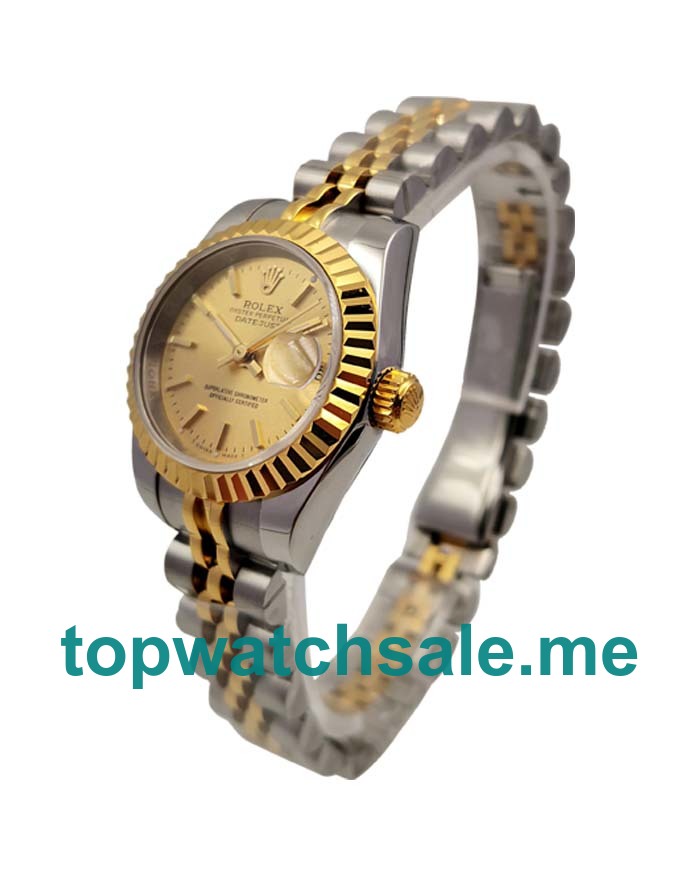 UK Swiss Made Rolex Lady-Datejust 76193 26 MM Champagne Dials Women Replica Watches