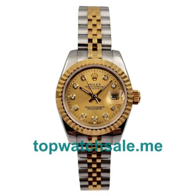 UK Swiss Made Rolex Lady-Datejust 179173 26 MM Champagne Dials Women Replica Watches