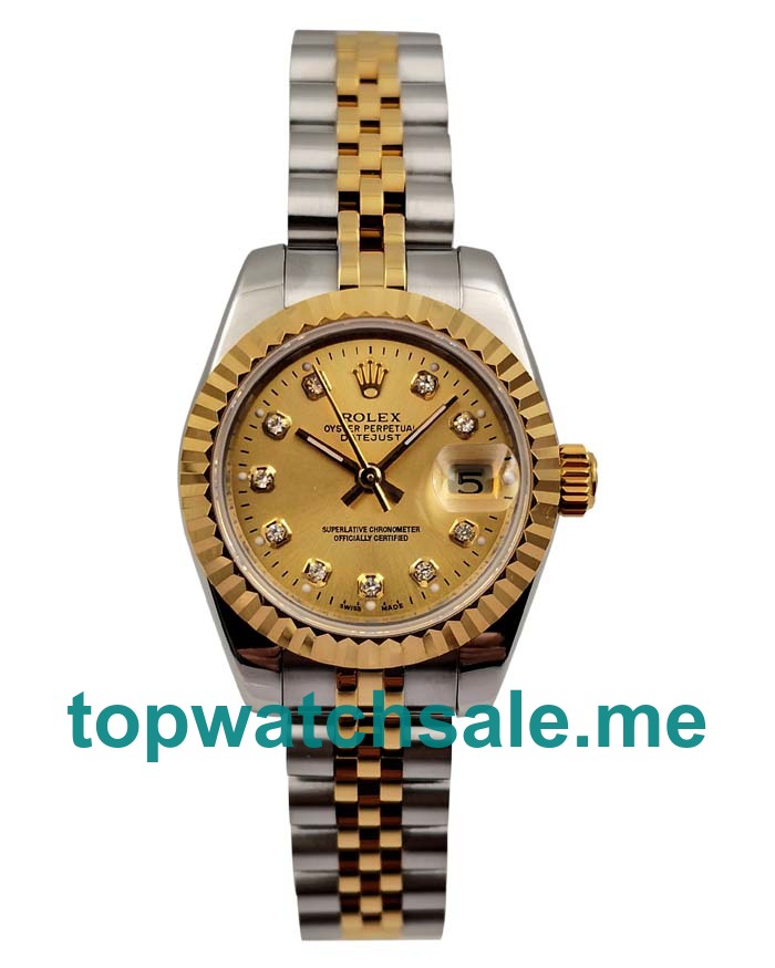 UK Swiss Made Rolex Lady-Datejust 179173 26 MM Champagne Dials Women Replica Watches