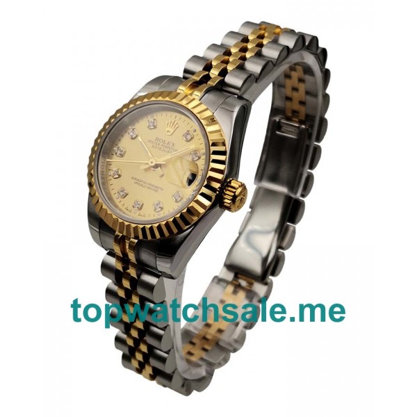 UK Swiss Made Rolex Lady-Datejust 179173 26 MM Champagne Dials Women Replica Watches