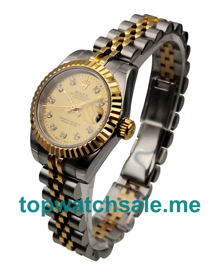UK Swiss Made Rolex Lady-Datejust 179173 26 MM Champagne Dials Women Replica Watches