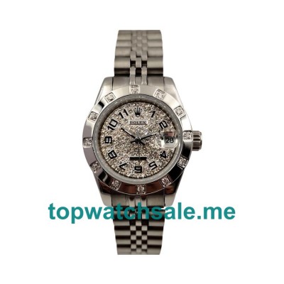 UK AAA Rolex Lady-Datejust 279135 28 MM Silver Diamonds Dials Women Replica Watches