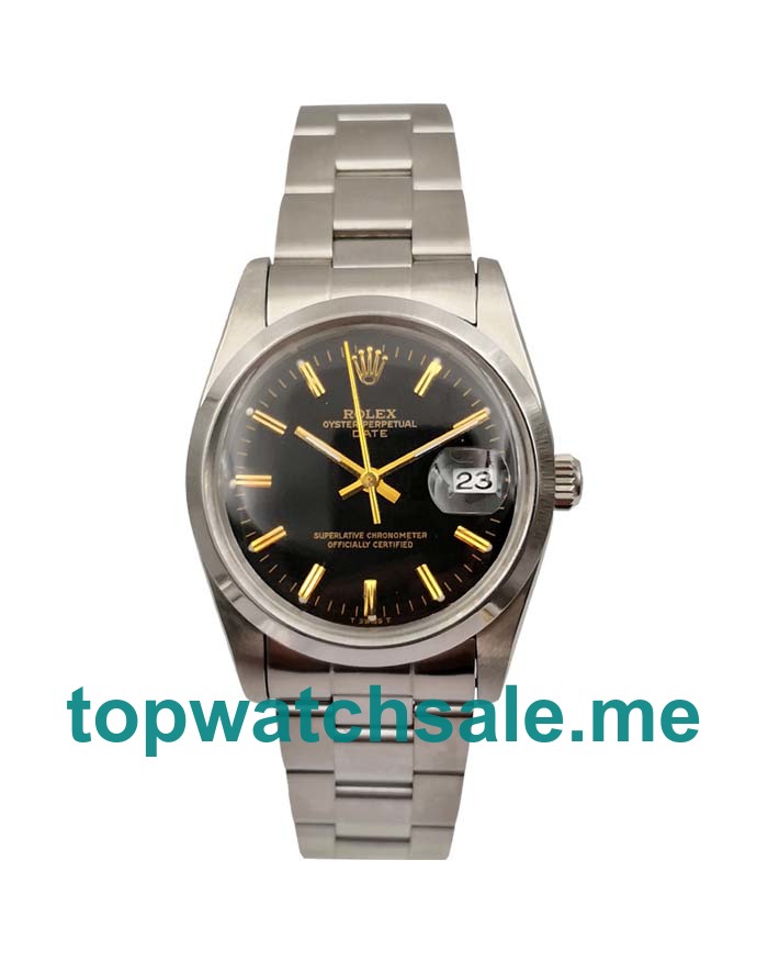 UK AAA Rolex Oyster Perpetual Date 115200 34 MM Black Dials Men Replica Watches