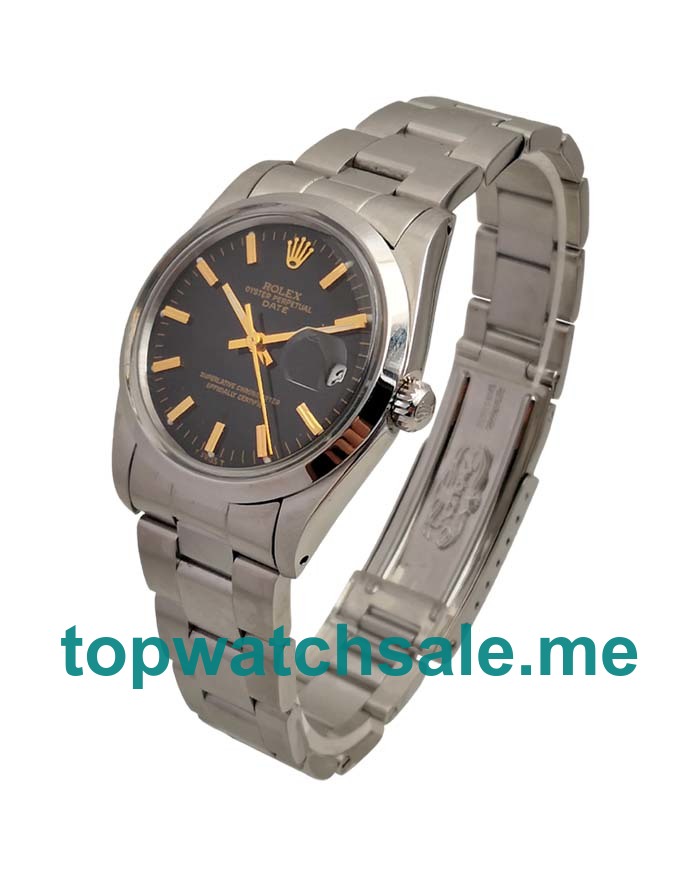 UK AAA Rolex Oyster Perpetual Date 115200 34 MM Black Dials Men Replica Watches