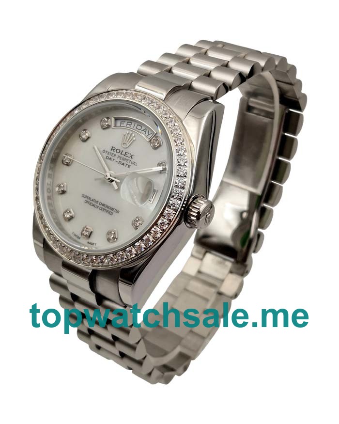 UK AAA Rolex Day-Date 118346 36 MM White Mother-Of-Pearl Dials For Sale