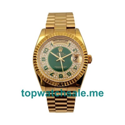 UK Swiss Made Rolex Day-Date 118348 36 MM Green & Diamonds Dials Men Replica Watches