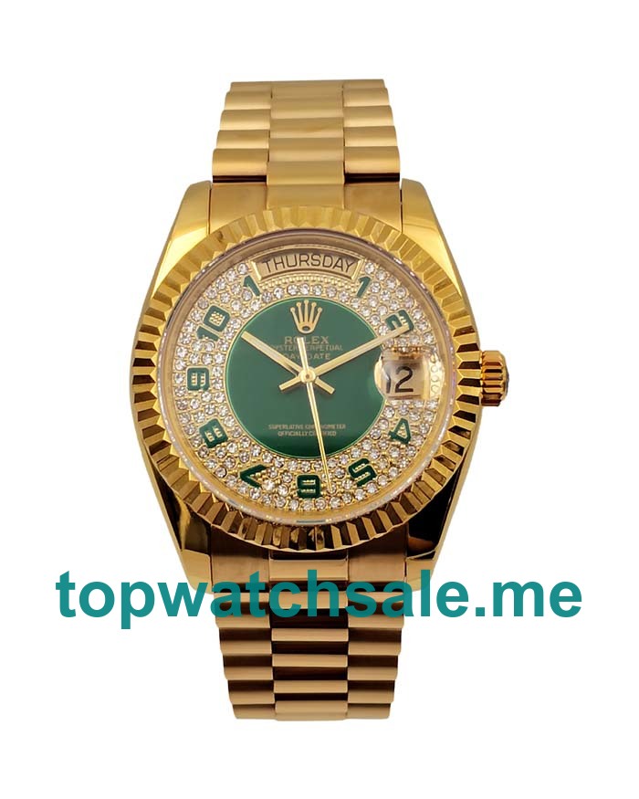 UK Swiss Made Rolex Day-Date 118348 36 MM Green & Diamonds Dials Men Replica Watches