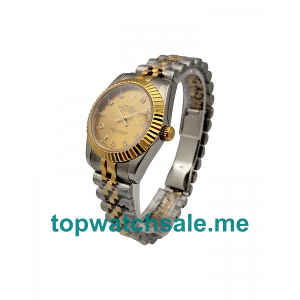 UK AAA Rolex Datejust 178273 31 MM Champagne Dials Women Replica Watches