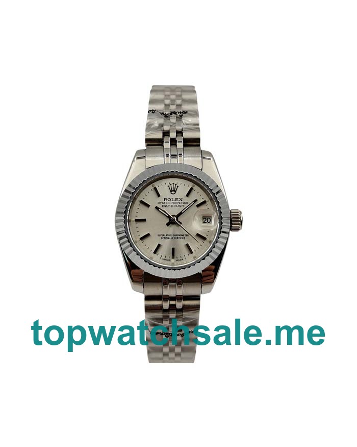 UK AAA Rolex Lady-Datejust 67194 26 MM Silver Dials Women Replica Watches