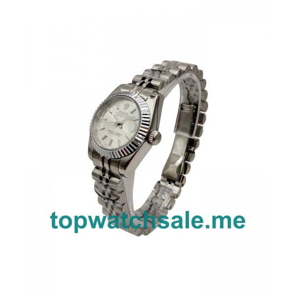 UK AAA Rolex Lady-Datejust 67194 26 MM Silver Dials Women Replica Watches