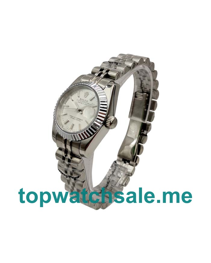 UK AAA Rolex Lady-Datejust 67194 26 MM Silver Dials Women Replica Watches