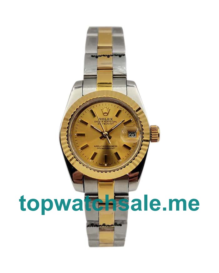 UK AAA Rolex Lady-Datejust 76193 26 MM Champagne Dials Women Replica Watches