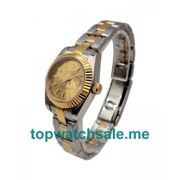 UK AAA Rolex Lady-Datejust 76193 26 MM Champagne Dials Women Replica Watches