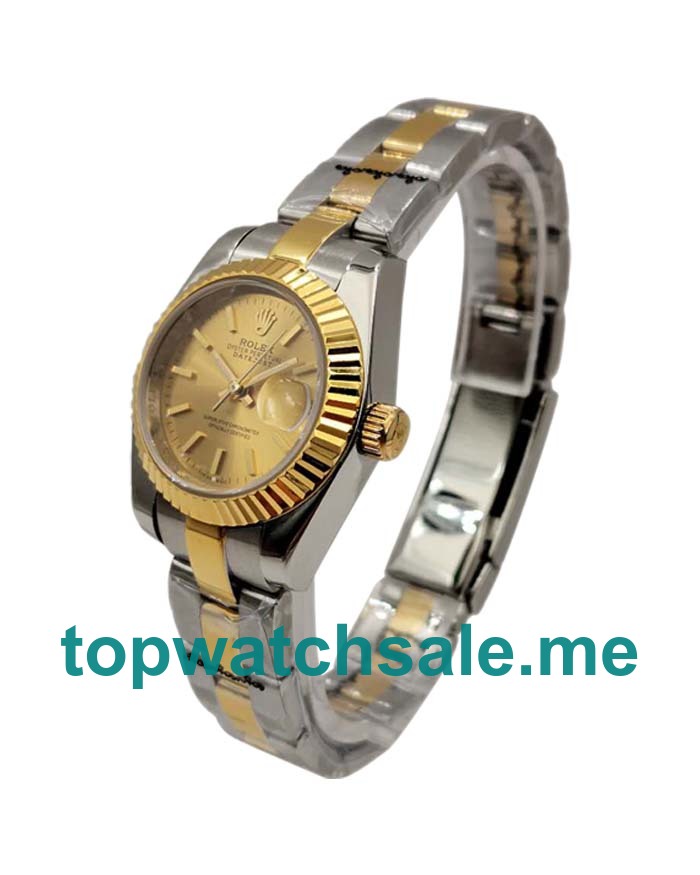 UK AAA Rolex Lady-Datejust 76193 26 MM Champagne Dials Women Replica Watches