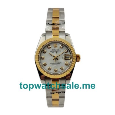 UK AAA Rolex Lady-Datejust 179173 26 MM White Dials Women Replica Watches