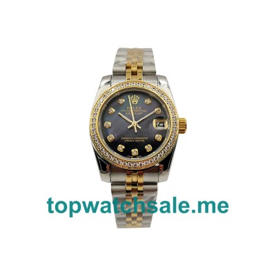 UK AAA Rolex Datejust 178383 31 MM Black Mother-Of-Pearl Dials Men Replica Watches