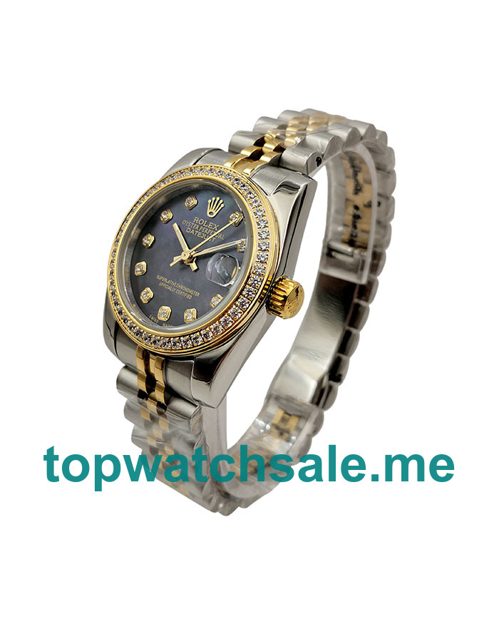 UK AAA Rolex Datejust 178383 31 MM Black Mother-Of-Pearl Dials Men Replica Watches